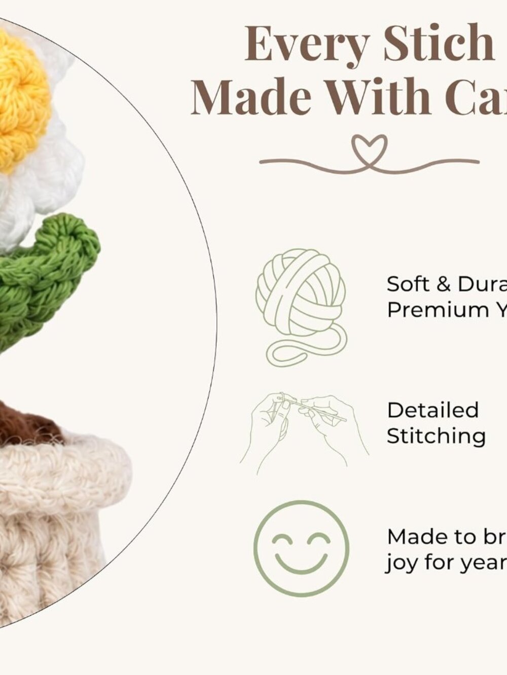 Thank You Gifts for Women, Crochet Daisy Appreciation Gift, Handmade Flower Desk - Picture 5 of 6